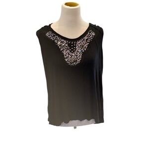 Dominique Black Sleeveless Top